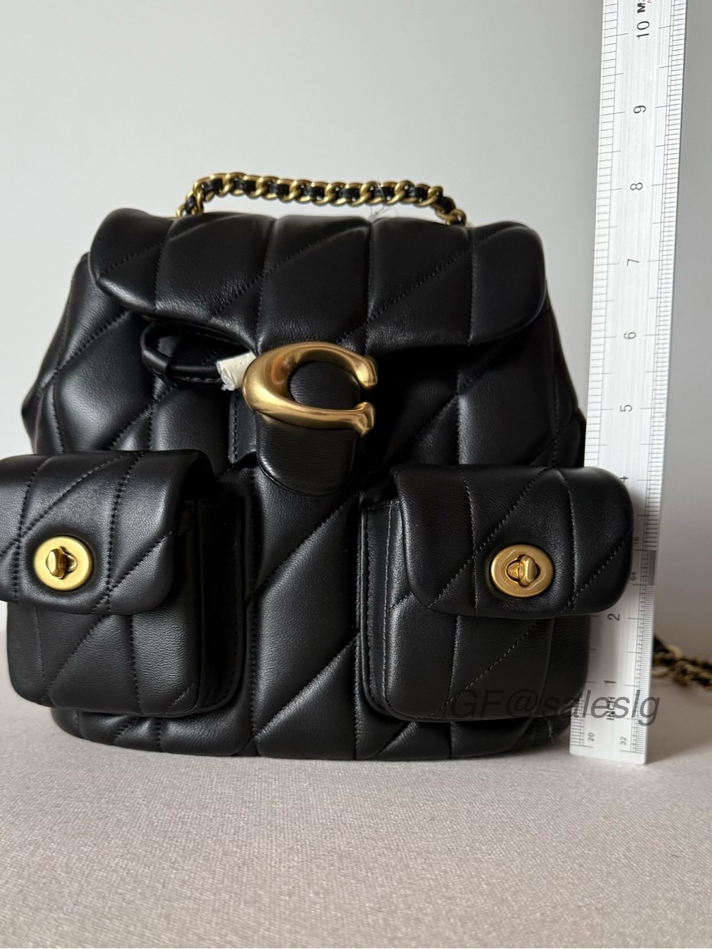 NWT Coach Tabby Quilted Nappa Leather Convertible Backpack CU076 Black Gold - Picture 14 of 16